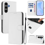 Custodia per telefono in pelle tinta unita effetto pelle con cordino, For Samsung Galaxy S25+ 5G