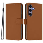 Custodia per telefono in pelle tinta unita effetto pelle con cordino, For Samsung Galaxy S25 5G