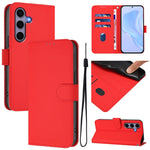 Custodia per telefono in pelle tinta unita effetto pelle con cordino, For Samsung Galaxy S25 5G