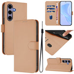 Custodia per telefono in pelle tinta unita effetto pelle con cordino, For Samsung Galaxy S25 5G