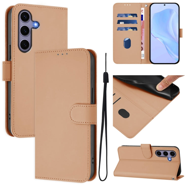 Custodia per telefono in pelle tinta unita effetto pelle con cordino, For Samsung Galaxy S25 5G