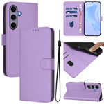 Custodia per telefono in pelle tinta unita effetto pelle con cordino, For Samsung Galaxy S25 5G