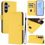 Custodia per telefono in pelle tinta unita effetto pelle con cordino, For Samsung Galaxy S25 5G