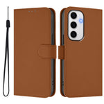 Custodia per telefono in pelle tinta unita effetto pelle con cordino, For Samsung Galaxy S24 FE 5G