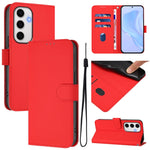 Custodia per telefono in pelle tinta unita effetto pelle con cordino, For Samsung Galaxy S24 FE 5G