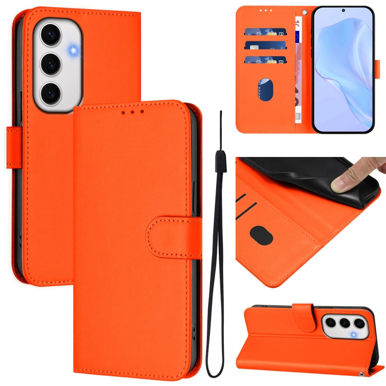 Custodia per telefono in pelle tinta unita effetto pelle con cordino, For Samsung Galaxy S24 FE 5G