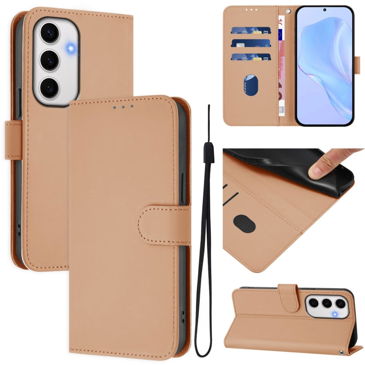 Custodia per telefono in pelle tinta unita effetto pelle con cordino, For Samsung Galaxy S24 FE 5G