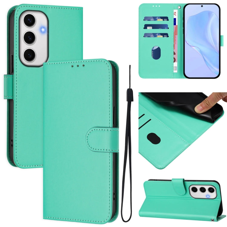 Custodia per telefono in pelle tinta unita effetto pelle con cordino, For Samsung Galaxy S24 FE 5G