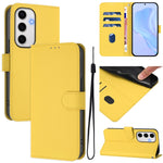 Custodia per telefono in pelle tinta unita effetto pelle con cordino, For Samsung Galaxy S24 FE 5G
