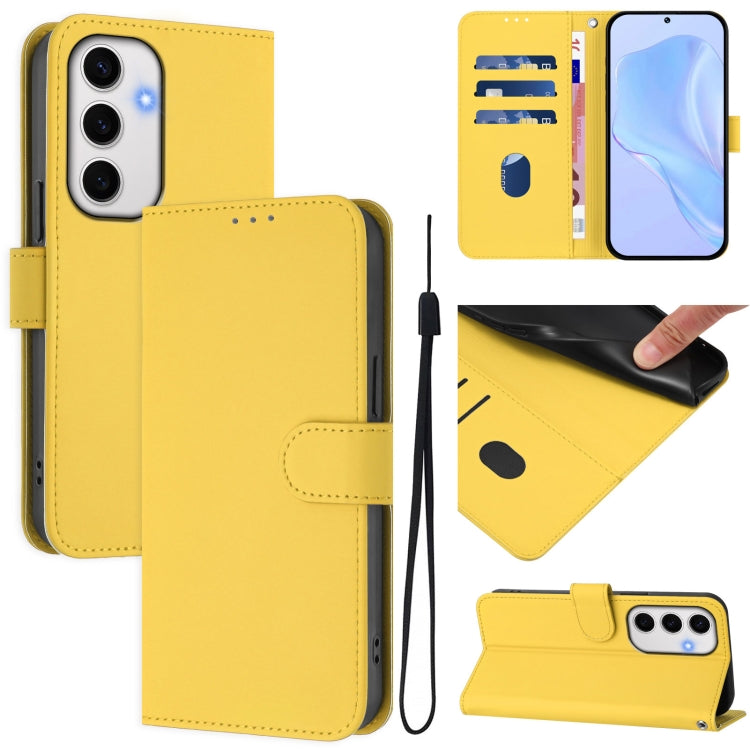 Custodia per telefono in pelle tinta unita effetto pelle con cordino, For Samsung Galaxy S24 FE 5G