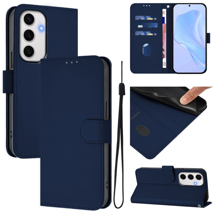 Custodia per telefono in pelle tinta unita effetto pelle con cordino, For Samsung Galaxy S24 FE 5G