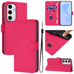 Custodia per telefono in pelle tinta unita effetto pelle con cordino, For Samsung Galaxy S24 FE 5G