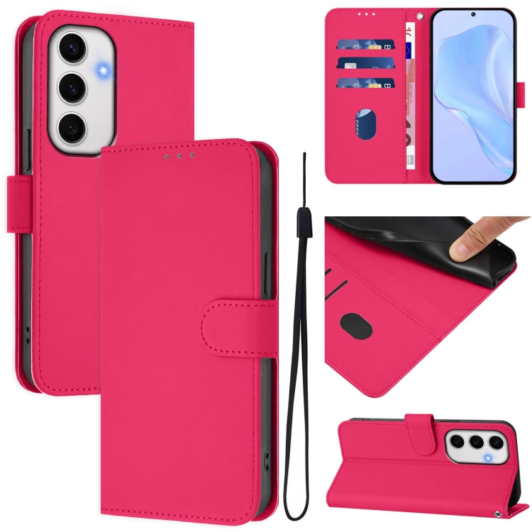 Custodia per telefono in pelle tinta unita effetto pelle con cordino, For Samsung Galaxy S24 FE 5G