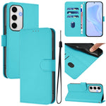 Custodia per telefono in pelle tinta unita effetto pelle con cordino, For Samsung Galaxy S24 FE 5G