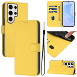 Custodia per telefono in pelle tinta unita effetto pelle con cordino, For Samsung Galaxy S24 Ultra 5G