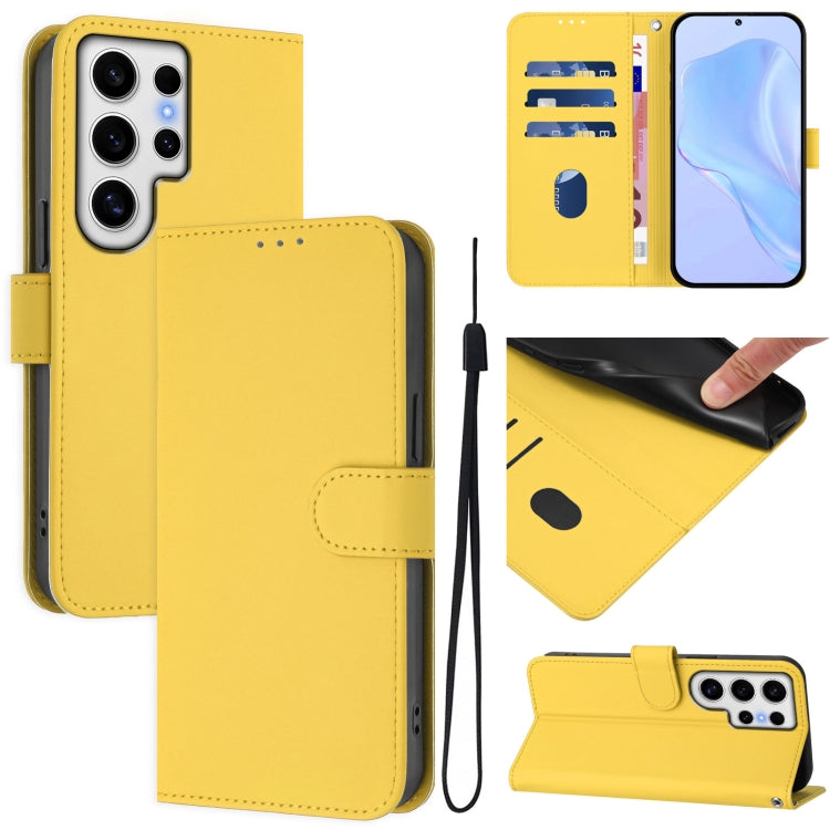 Custodia per telefono in pelle tinta unita effetto pelle con cordino, For Samsung Galaxy S24 Ultra 5G