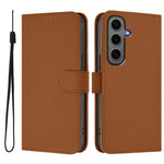 Custodia per telefono in pelle tinta unita effetto pelle con cordino, For Samsung Galaxy S24+ 5G