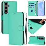 Custodia per telefono in pelle tinta unita effetto pelle con cordino, For Samsung Galaxy S24+ 5G