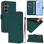 Custodia per telefono in pelle tinta unita effetto pelle con cordino, For Samsung Galaxy S24+ 5G