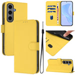 Custodia per telefono in pelle tinta unita effetto pelle con cordino, For Samsung Galaxy S24+ 5G