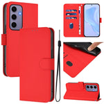 Custodia per telefono in pelle tinta unita effetto pelle con cordino, For Samsung Galaxy S24 5G