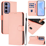 Custodia per telefono in pelle tinta unita effetto pelle con cordino, For Samsung Galaxy S24 5G