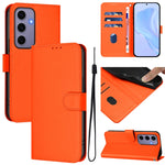 Custodia per telefono in pelle tinta unita effetto pelle con cordino, For Samsung Galaxy S24 5G