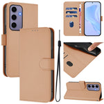 Custodia per telefono in pelle tinta unita effetto pelle con cordino, For Samsung Galaxy S24 5G