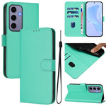 Custodia per telefono in pelle tinta unita effetto pelle con cordino, For Samsung Galaxy S24 5G