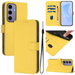 Custodia per telefono in pelle tinta unita effetto pelle con cordino, For Samsung Galaxy S24 5G