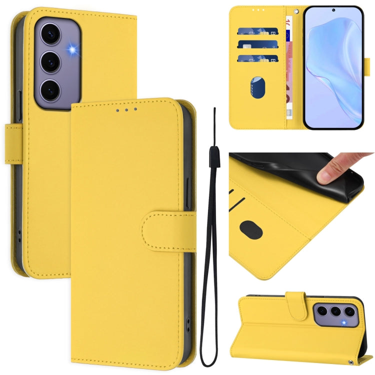 Custodia per telefono in pelle tinta unita effetto pelle con cordino, For Samsung Galaxy S24 5G