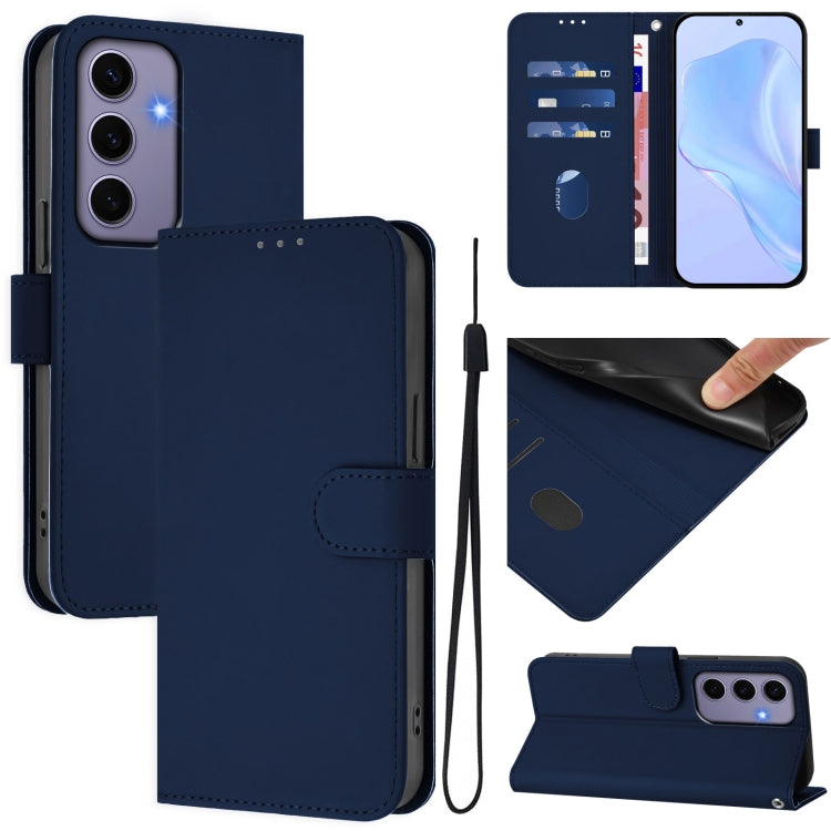 Custodia per telefono in pelle tinta unita effetto pelle con cordino, For Samsung Galaxy S24 5G