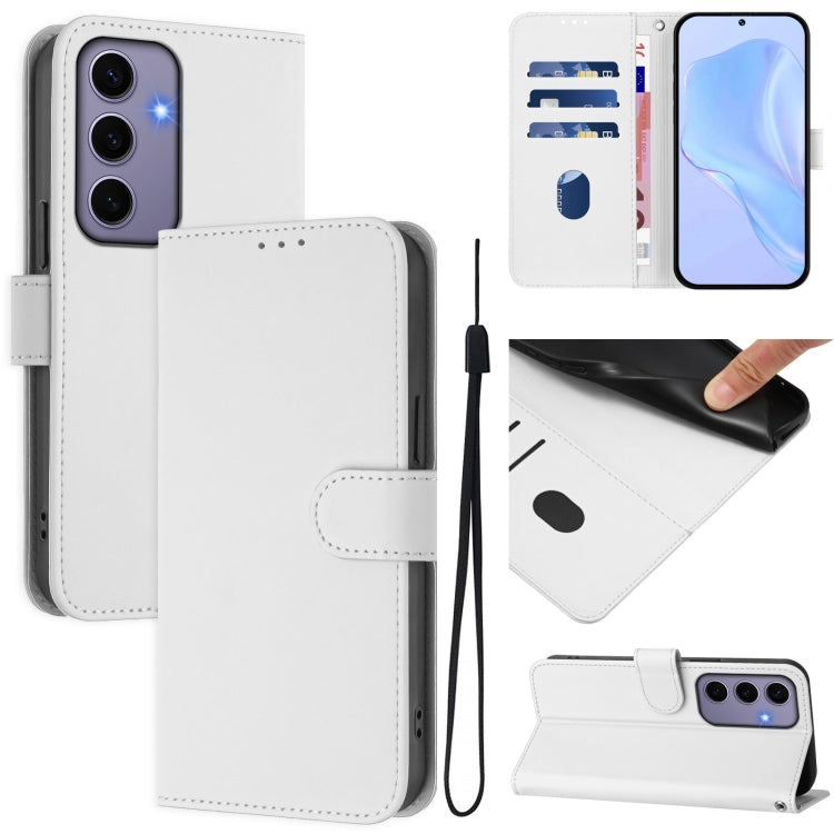 Custodia per telefono in pelle tinta unita effetto pelle con cordino, For Samsung Galaxy S24 5G