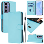 Custodia per telefono in pelle tinta unita effetto pelle con cordino, For Samsung Galaxy S24 5G