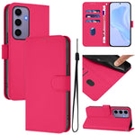 Custodia per telefono in pelle tinta unita effetto pelle con cordino, For Samsung Galaxy S24 5G