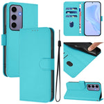 Custodia per telefono in pelle tinta unita effetto pelle con cordino, For Samsung Galaxy S24 5G