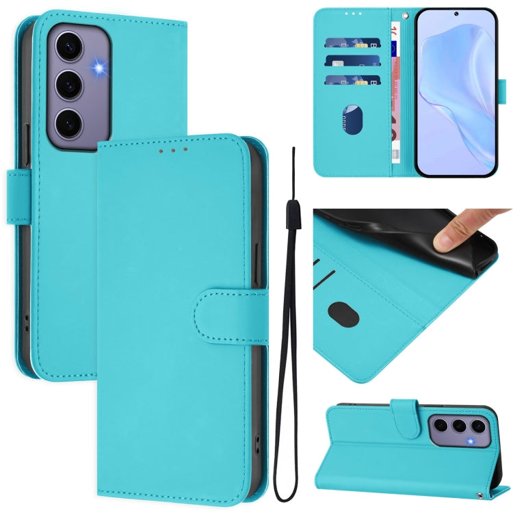 Custodia per telefono in pelle tinta unita effetto pelle con cordino, For Samsung Galaxy S24 5G