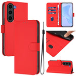 Custodia per telefono in pelle tinta unita effetto pelle con cordino, For Samsung Galaxy S23 FE 5G