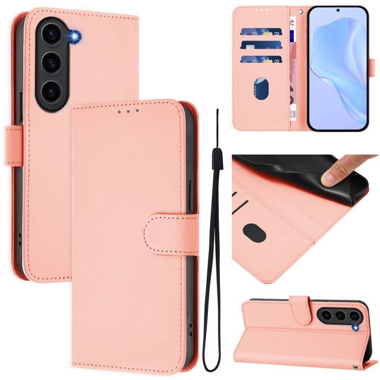 Custodia per telefono in pelle tinta unita effetto pelle con cordino, For Samsung Galaxy S23 FE 5G