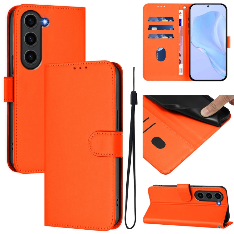 Custodia per telefono in pelle tinta unita effetto pelle con cordino, For Samsung Galaxy S23 FE 5G