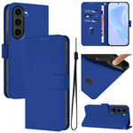 Custodia per telefono in pelle tinta unita effetto pelle con cordino, For Samsung Galaxy S23 FE 5G