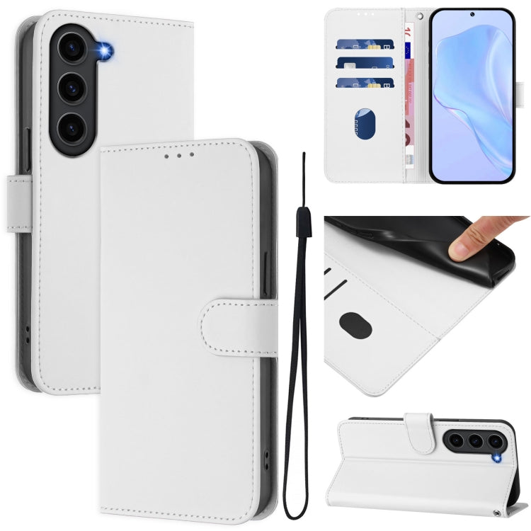 Custodia per telefono in pelle tinta unita effetto pelle con cordino, For Samsung Galaxy S23 FE 5G