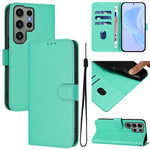 Custodia per telefono in pelle tinta unita effetto pelle con cordino, For Samsung Galaxy S23 Ultra 5G