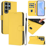 Custodia per telefono in pelle tinta unita effetto pelle con cordino, For Samsung Galaxy S23 Ultra 5G