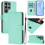 Custodia per telefono in pelle tinta unita effetto pelle con cordino, For Samsung Galaxy S23 Ultra 5G