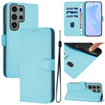Custodia per telefono in pelle tinta unita effetto pelle con cordino, For Samsung Galaxy S23 Ultra 5G