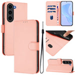 Custodia per telefono in pelle tinta unita effetto pelle con cordino, For Samsung Galaxy S23+ 5G