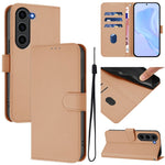 Custodia per telefono in pelle tinta unita effetto pelle con cordino, For Samsung Galaxy S23+ 5G