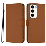 Custodia per telefono in pelle tinta unita effetto pelle con cordino, For Samsung Galaxy S23 5G
