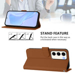 Custodia per telefono in pelle tinta unita effetto pelle con cordino, For Samsung Galaxy S23 5G